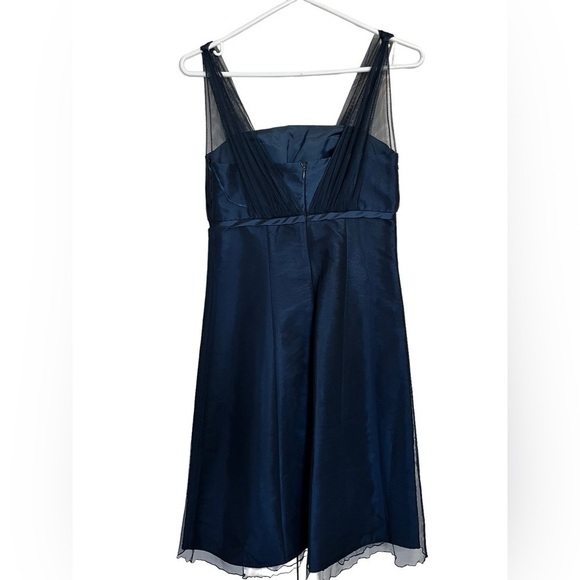 Jessica Iridescent Navy Chiffon Empire Waist Dress Sz 2 Wedding Prom Formal - Picture 5 of 15